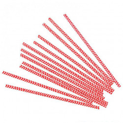 Трубочки для коктелю білі в червоний. зігзаг  25шт/уп. папір 49897 Китай