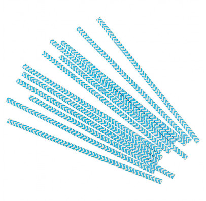 Трубочки для коктелю білі в блакитний зігзаг  25шт/уп. папір 49890 Китай