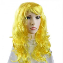 Перука Хвиляста  жовта 50см штучне волосся S-10736 Китай
