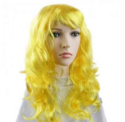 Перука Хвиляста  жовта 50см штучне волосся S-10736 Китай