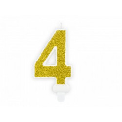 Свеча цифра "4" с золото, парафин