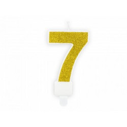 Свеча цифра "7" с золото, парафин