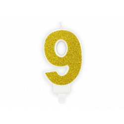 Свічка цифра "9" з золото ,парафін 