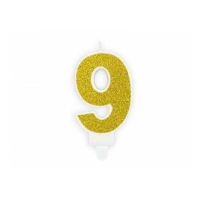 Свічка цифра "9" з золото ,парафін 