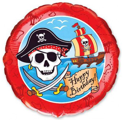 Повітряна кулька фольгована Happy birthday Пірат