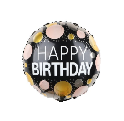 Кулька Happy birthday чорна конфеті
