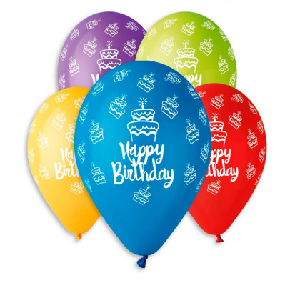 Кульки пастель Happy Birthday тортики 100 шт/уп