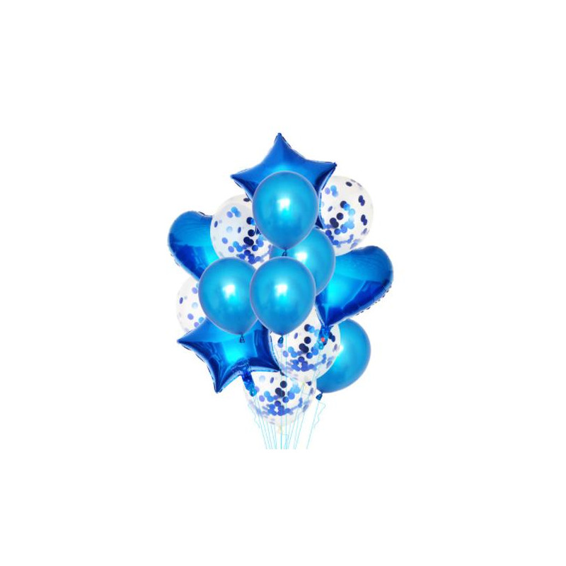 Набір кульок Сині з конфеті 14шт/уп