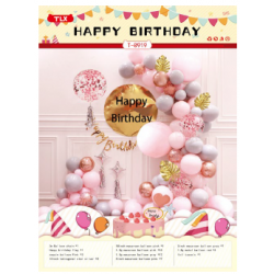 Фотозона з кульок Happy birthday рожевий T-8919 Китай