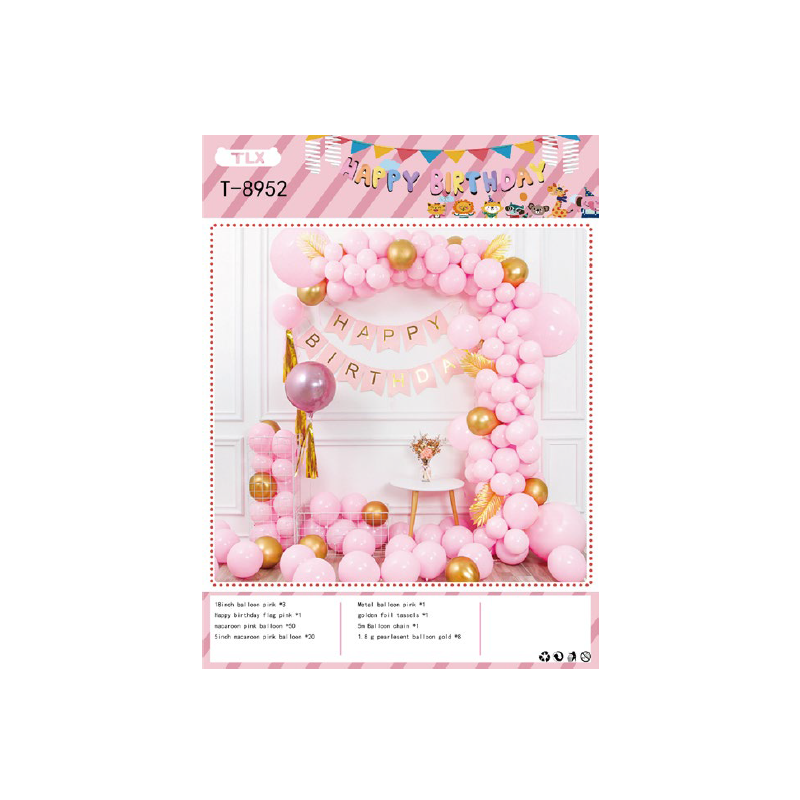 Фотозона з кульок Happy birthday рожево-золота T-8952 Китай