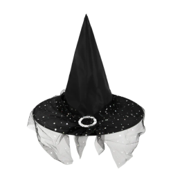 Шляпа Ведьмы конус с вуалью