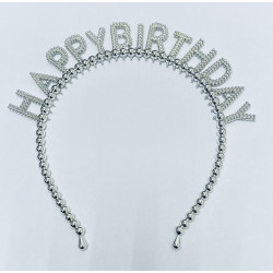 Обруч Happy Birthday срібний