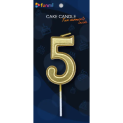 Свеча цифра "5" золото