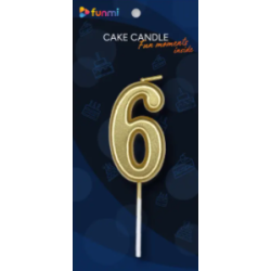Свічка цифра "6" золото 5,5см