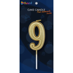 Свічка цифра "9" золото