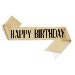 Стрічка Happy Birthday золота