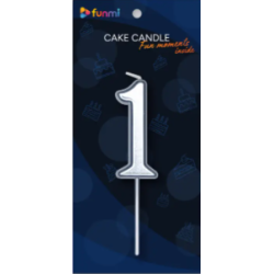 Свеча цифра "1" серебряная