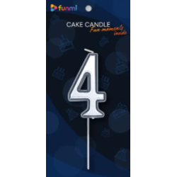 Свеча цифра "4" серебряная