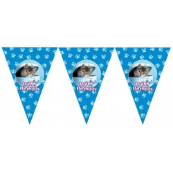 Гірлянда-прапорці Happy Birthday Котик блакитні