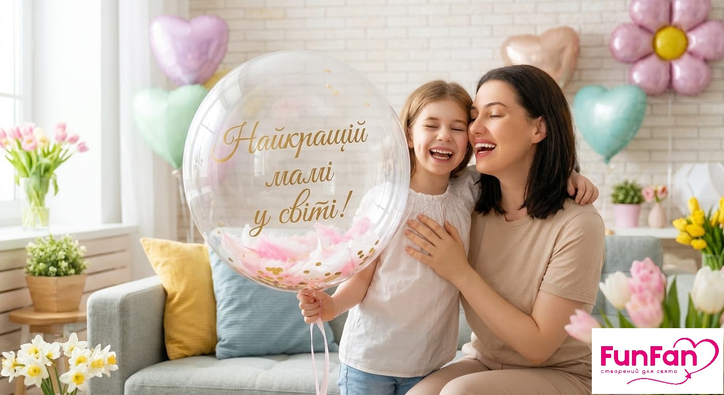 Гелієві кульки та подарунки на День матері 2026 від магазину FunFan